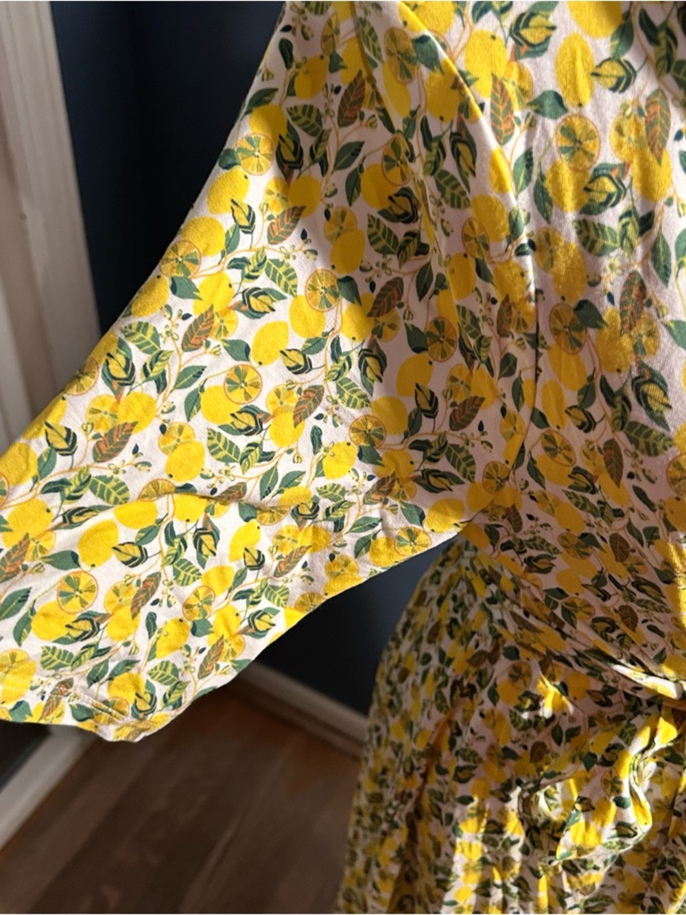 Boden Lavinia white lemon vine wrap midi dress - Picture 13 of 15